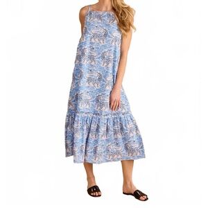 Double A Blue Vera Tigris Sleeveless Cotton Dress NWT Medium